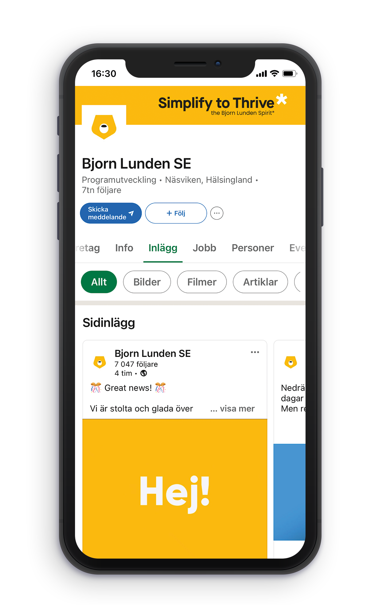 Bjorn Lunden Linkedin follow button
